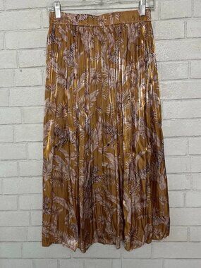 Bailey 44 Pleated Skirt Small Jungle Print Tiger Lion Tropical Modest Midi Skirt